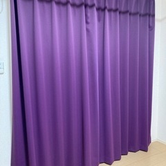 遮光カーテン　紫　パープル　防炎