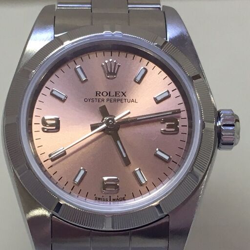 ROLEX　ロレックス　オイスターパーペチュアル　SS自動巻き　レディース腕時計　ピンク文字盤　76030　Y番