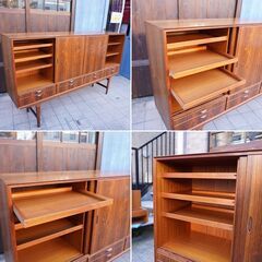 デンマーク製のローズウッド材を使用したサイドボードです。北欧らしいシンプルなデザインが特徴的なおしゃれなビンテージ北欧家具。浅めの奥行ながら収納力もあるリビングボードです♪BL235