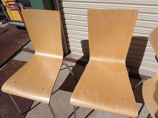 シンプルライフ　テーブル　椅子4脚セット　薄い木目調　田川市