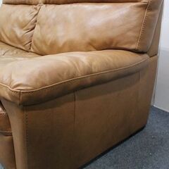 ニトリ ３人掛け本革ソファ 皮革 牛革 キャメル ファミリー モダン NITORI  中古家具 店頭引取歓迎 R4864)