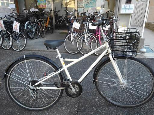 中古自転車１８１５　前後タイヤ新品！　２７インチ　６段ギヤ　LEDオートライト