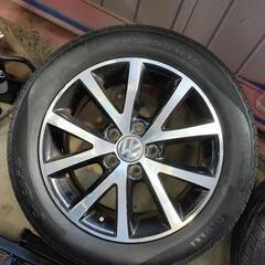 VW純正16インチホイール☆ブラックポリッシュ塗装☆タイヤバリ山
