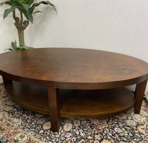 テーブル 楕円形 リビングテーブル 木製
