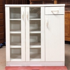 KG-130 【激安❗️】キッチンボード 食器棚 ホワイト 