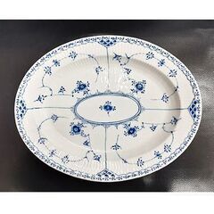 3枚組【30cm ロイヤルコペンハーゲン ブルーフルーテッド ハーフレース オーバルディッシュ】プレート 皿 食器 白磁 ROYAL COPENHAGEN 北20条店