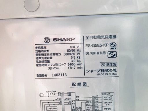 ✨2018年製✨993番 SHARP✨全自動電気洗濯機✨ES-G5E5-KP‼️