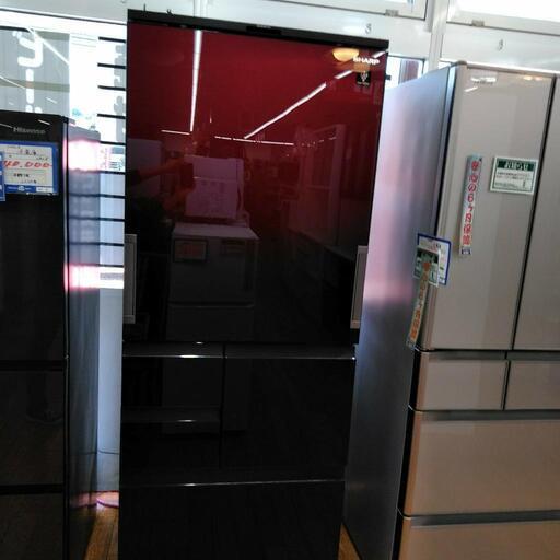 ◎B208 シャープ SHARP 冷蔵庫 プラズマクラスター(幅68.5cm) 502L ガラスドア 両開き メガフリーザー 5ドア グラデーションレッド SJ-AW50