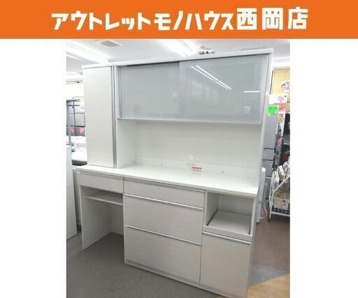 白エナメル キッチンボード 超大型 幅181㎝ チェルシー180 レンジボード ホワイト 食器棚　西岡店