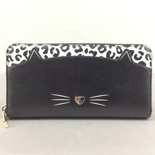 ケイトスペード 長財布 レディース WLR00593 974 レザー キャット 猫 ラウンドファスナー meow アウトレット kate spade lg cont wallet / meow ラージ コンチネンタル ウォレット / ニャー