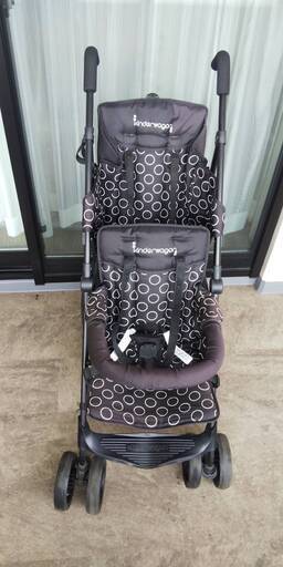 【ネット決済】DUOシティHOP デュオシティホップ kinderwagon ブラック 縦型二人乗りベビーカー