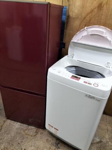 新生活お買い得セット！！シリーズ90 アクア AQR-BK18G（R）2ドア冷蔵庫 184L　2018年製・シャープ ES-GE6A-P 全自動洗濯機Ag+イオンコート 6.0Kg 2017年製　2点セット！！