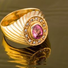 K18 ピンクトルマリン・ダイヤモンド リング 品番r21-4