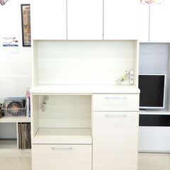 北海道/千歳市 土井インテリア 大川家具 食器棚 ホワイトウッド調 幅 