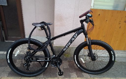 超美品☆☆SPEAR[スペアー]26吋 MTB Fサス/Wディスク/アルミ/21speed/マットブラック