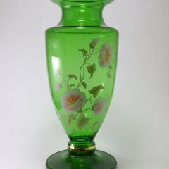 ボヘミアガラス 花瓶 チェコスロバキア製 グリーン クリス…
