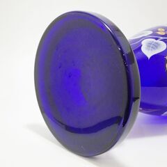 ボヘミアガラス 花瓶 チェコスロバキア製 青 クリスタルガラス