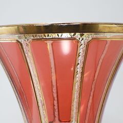 モーザーボヘミア クリスタル花瓶 金縁 チェコ共和国 アールデコ