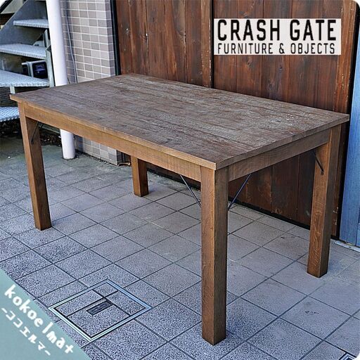 CRASH GATE(クラッシュゲート)のJOHAN(ヨハン)ダイニングテーブルです。天然木無垢材を使用した、ナチュラルな質感はブルックリンスタイルやインダストリアルなど男前インテリアにおススメです♪BL331