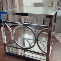 【ネット決済】ミラー　ガラス　テーブル　60cm 正方形