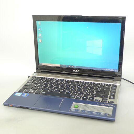 新品SSD ブルー 青 ノートパソコン 中古美品 13.3型 acer Aspire 3830T-N54D 第2世代Core i5 4GB 無線 Wi-Fi webカメラ Win10 Office