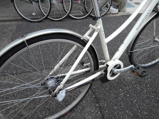 中古自転車１８２０　前後タイヤ新品！　ブリヂストン　マリポーサ　２６インチ　３段ギヤ　アルミフレーム　ベルトドライブ　ハンドルライト　ワイヤー錠 中古自転車1820 前後タイヤ新品！ ブリヂストン マリポーサ 26