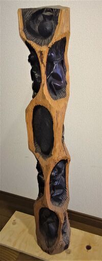 マサイ族 オブジェ★ケニア買付★ 手彫り木彫り 高さ:約93cm プリミティブアート　堅い