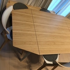 IKEA】 折り畳みダイニングテーブル イス2脚 ベンチ クッション セット