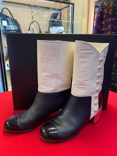 シャネル　シャネル　パールミドルブーツ【引き取り限定】