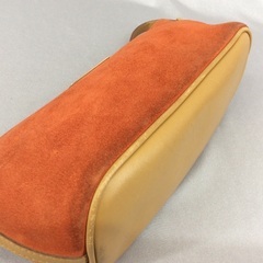 GUCCI グッチ レザー×スエードオレンジ アクセサリーポーチ