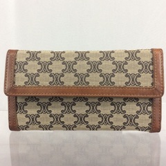 専用出品　新品未使用CELINE オールドセリーヌ 折り財布 マカダム　希少 CELINE オールドセリーヌ マカダム柄レザー×キャンバス 3つ折長財布