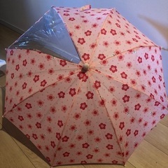 【ネット決済】子供用傘　ピンク花柄うさぎ入り　45cm
