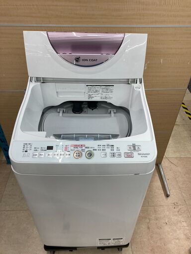 管理番号JTH-26 中古　動作確認済み　全自動洗濯乾燥機　SHARP　シャープ　ES-TG60L-P　6.0kg　乾燥3.0kg
