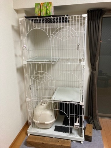 キャットケージ　３段　+おまけの猫皿