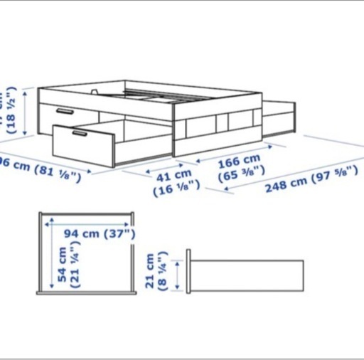 家具 IKEA 収納付きダブルベット　大容量