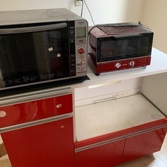 食器棚　電子レンジ　トースター