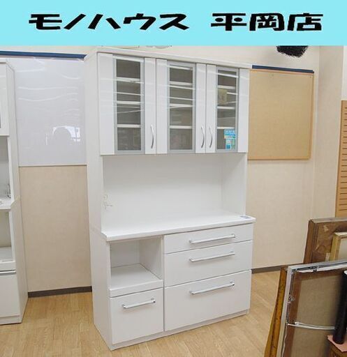 松田家具 レンジボード 白エナメル 幅118×奥45×高197.5cm 食器棚