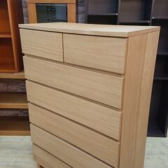 MUJI 無印良品 天然木 (タモ材) 6段チェスト チェスト ナチュラル 