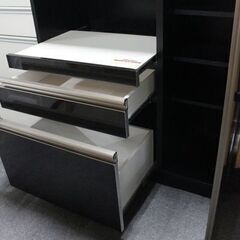 古賀家具 90カウンターゼブラBK モイス 3段フルスライドレール 