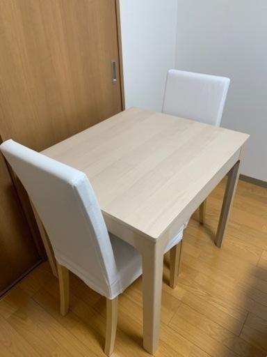 美品 IKEA 伸長式ダイニングテーブル イスセット