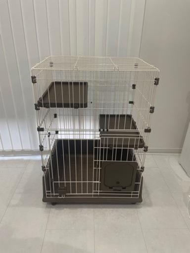 新品同様　猫　ゲージ　白　ハウス　ケージ　2段