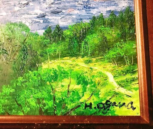 小川久雄 別府湾 風景画 8号 ガラス額