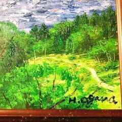 小川久雄 別府湾 風景画 8号 ガラス額