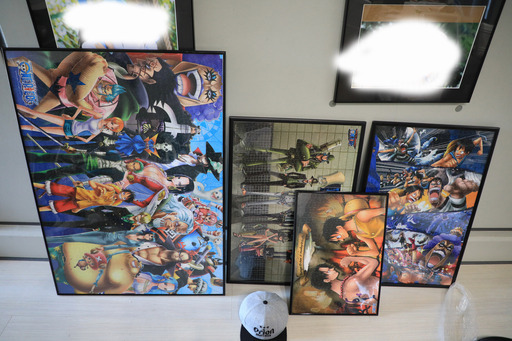 ONE PIECE ワンピース ジグソーパズル 完成品　黒額入り　特大サイズ　全7個