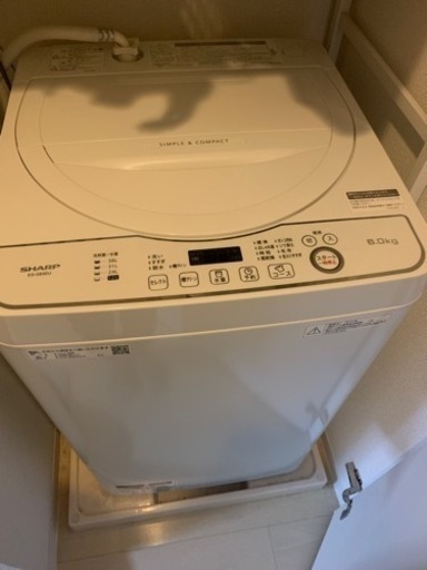 全自動洗濯機6.0kg　シャープ　ES-GE6DJ-W