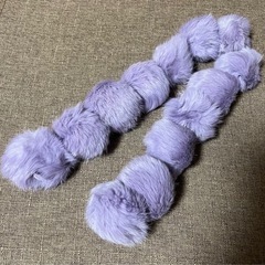 【美品】ポンポンマフラー（紫色）