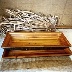 竹製　トレー二個組