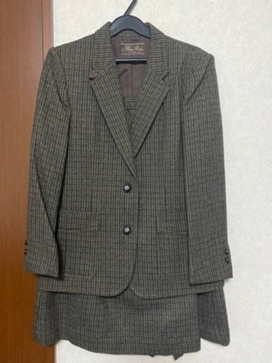 【新品】レディース スカートスーツ　11号　L　日本製　テーラード　ツイード