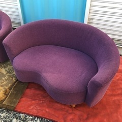 パープル コーデュロイ生地 ラブビーンズ型ソファ 2点セット