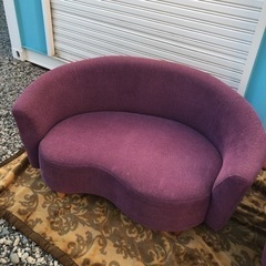 パープル コーデュロイ生地 ラブビーンズ型ソファ 2点セット